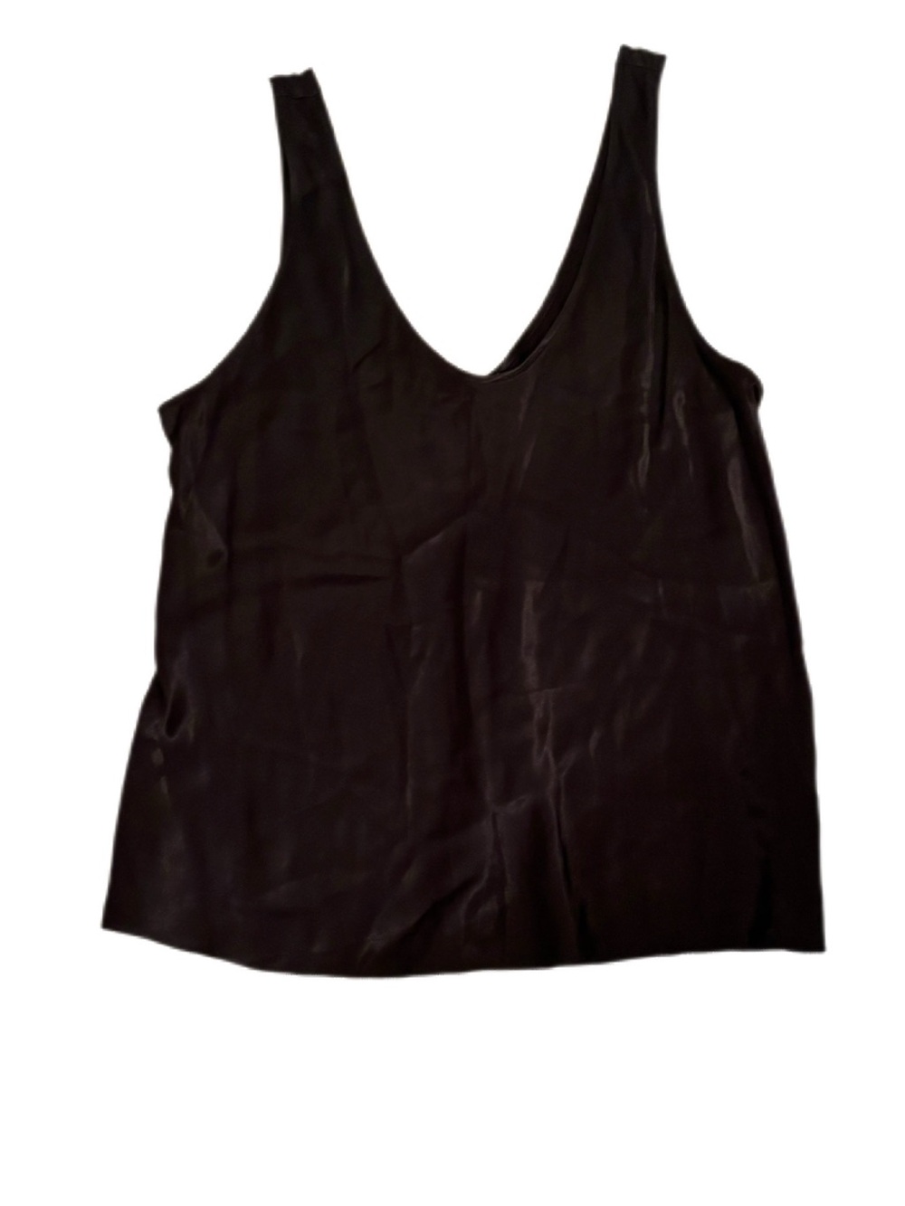 Nordstrom Black Eco-Friendly Satin V-Neck Tank Top Size Large